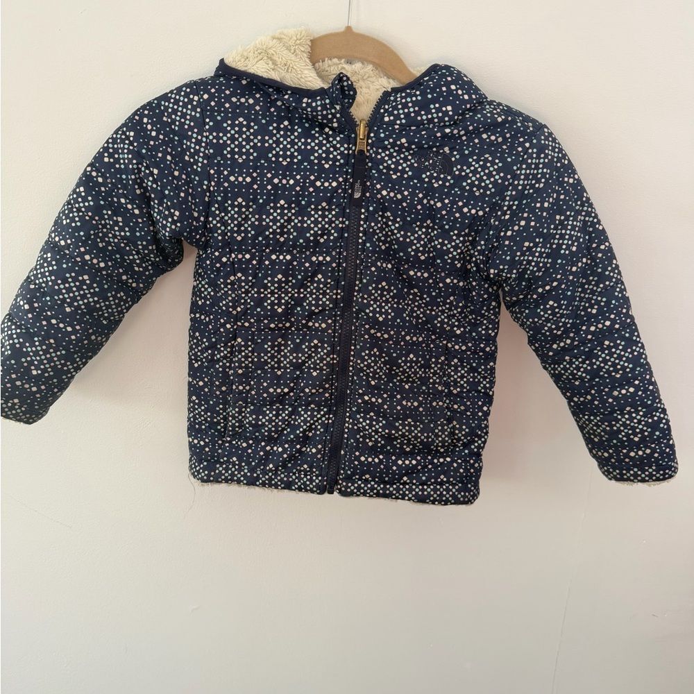The North Face Navy Puffer Jacket with Dots size 5